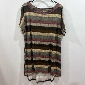 Brown and tan oversized jersey knit shirt dress size small